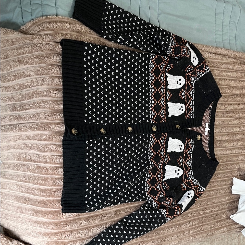 Maurices Black and White Bear Pattern Cardigan